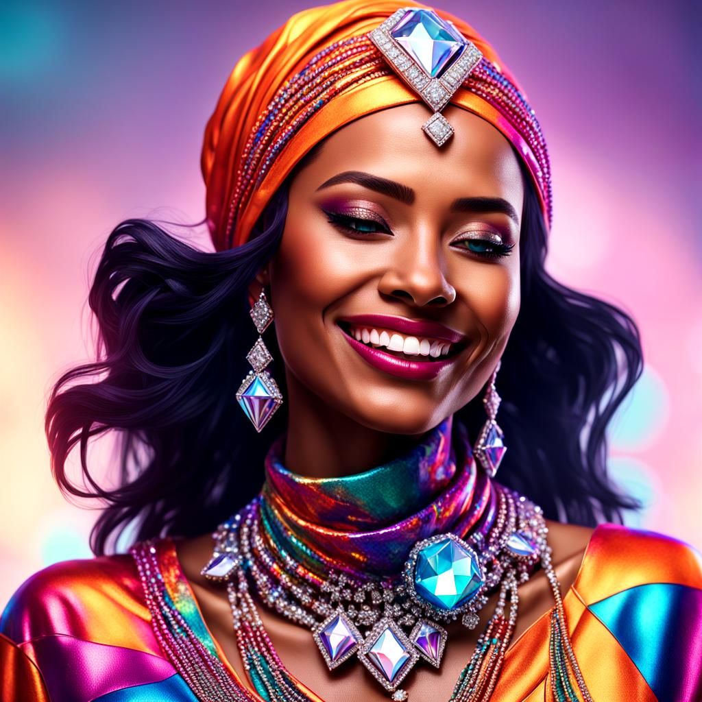 Hyperrealistic Portrait of Woman in Afrofuturist Fashion