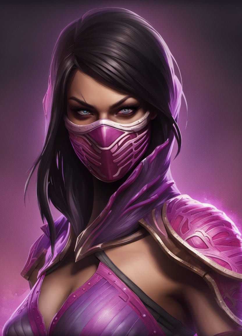 Mileena Portrait in Hyperdetailed Digital Art Style