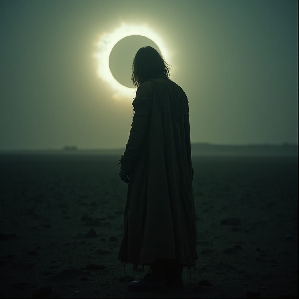 Ominous Eclipse over a Desolate Landscape