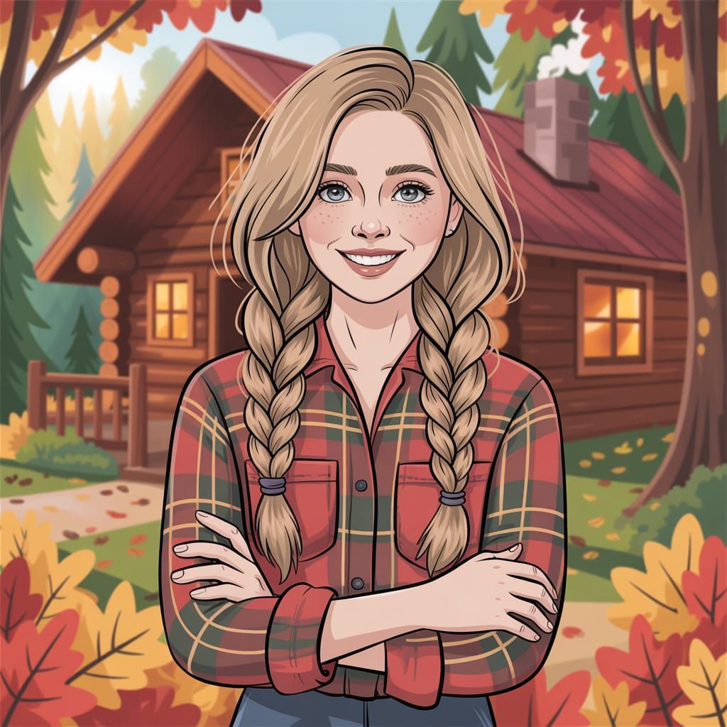 Cute Woman in Autumn Forest Portrait