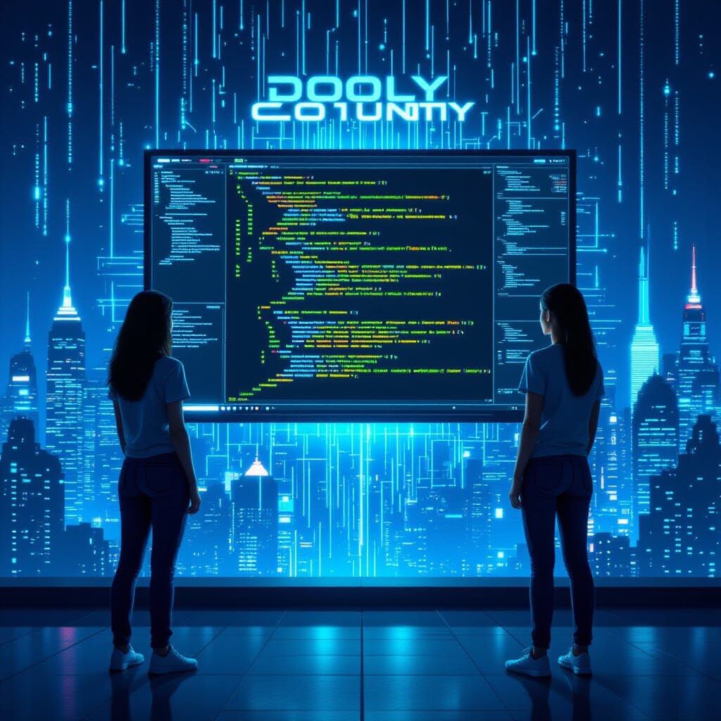Cyber Security Class Poster: Girls by Glowing Code Board