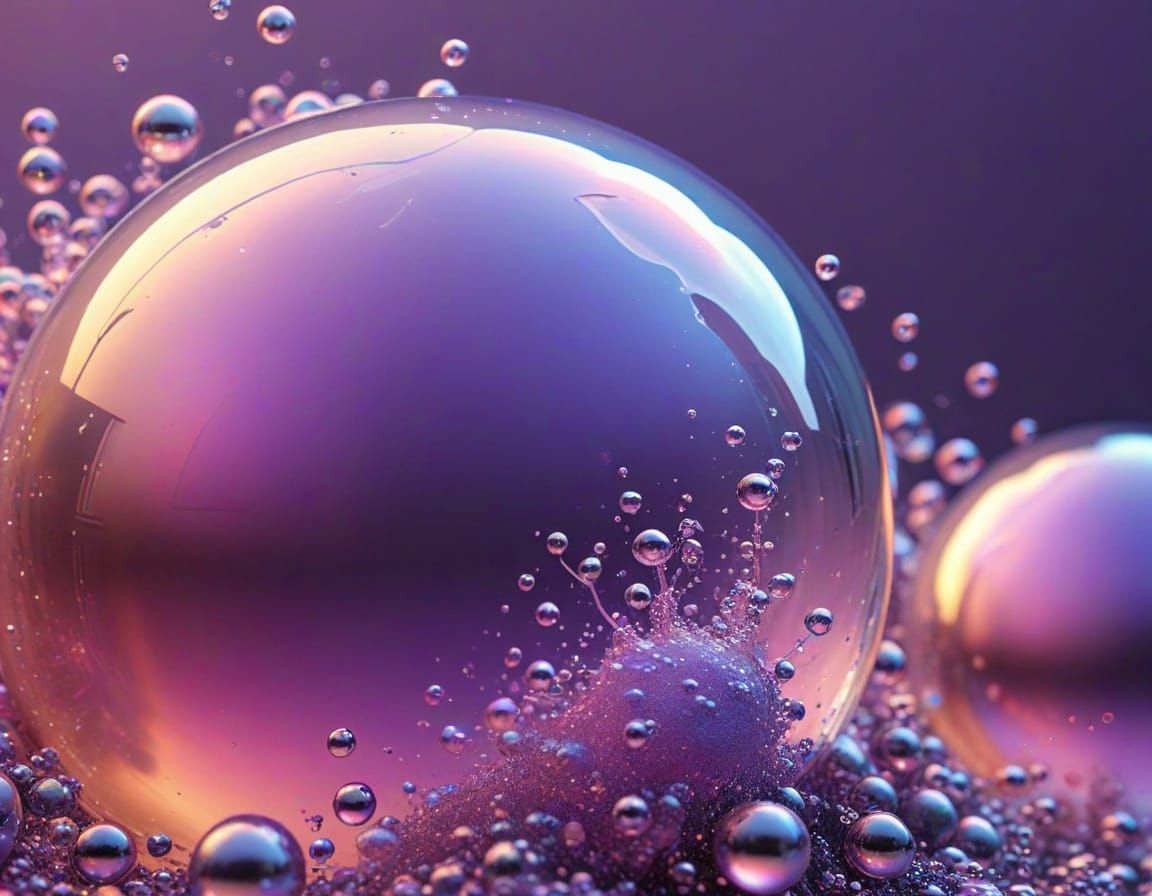 Iridescent Bubbles Fill Frame in Pink Purple Peach