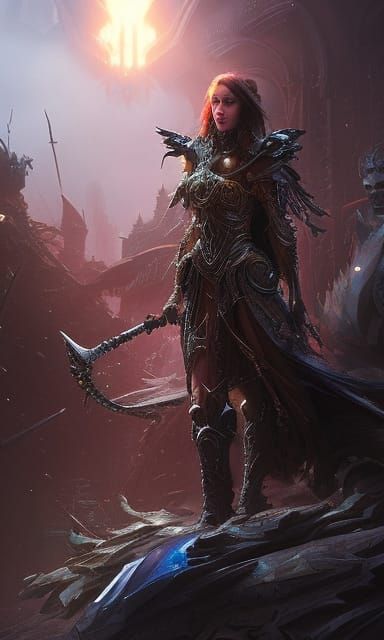 Beautiful Elf in Flower Armor, Digital Illustration