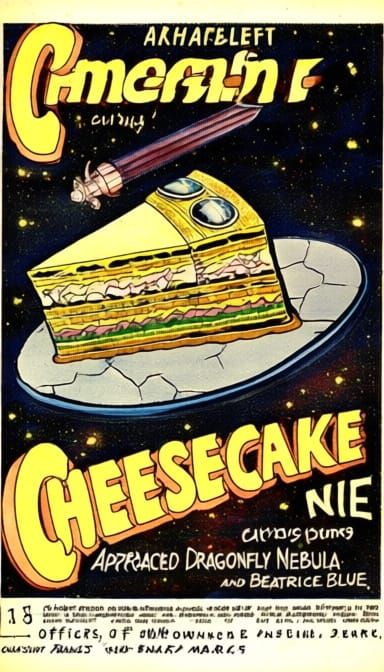 Spaceship Approaches Nebula with Astronauts in Art Style