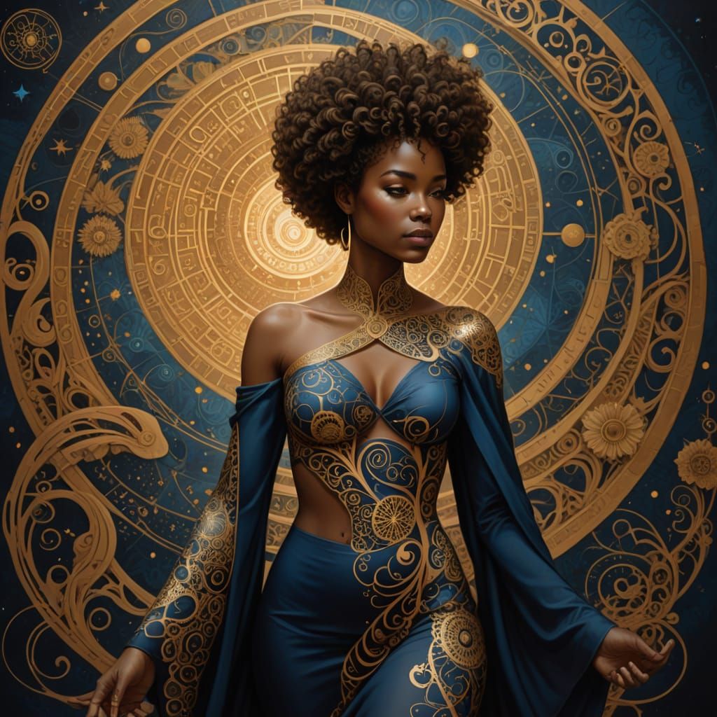 Hyperrealistic Portrait of a Black Woman with Mathematical A...