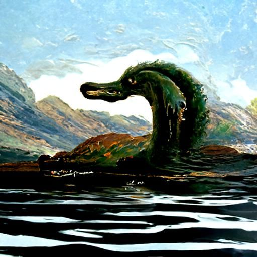 Loch Ness Monster in Oil Painting Style