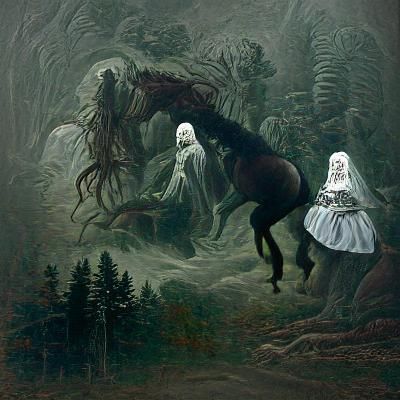 Eerie Forest Ride: White-Haired Woman and Monsters