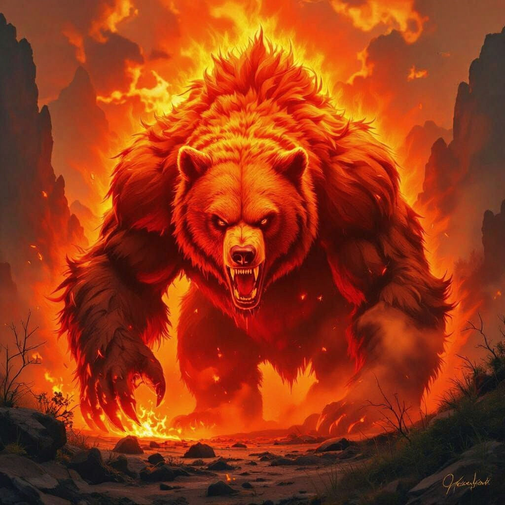 Infernal Bear in Dark Fantasy Style