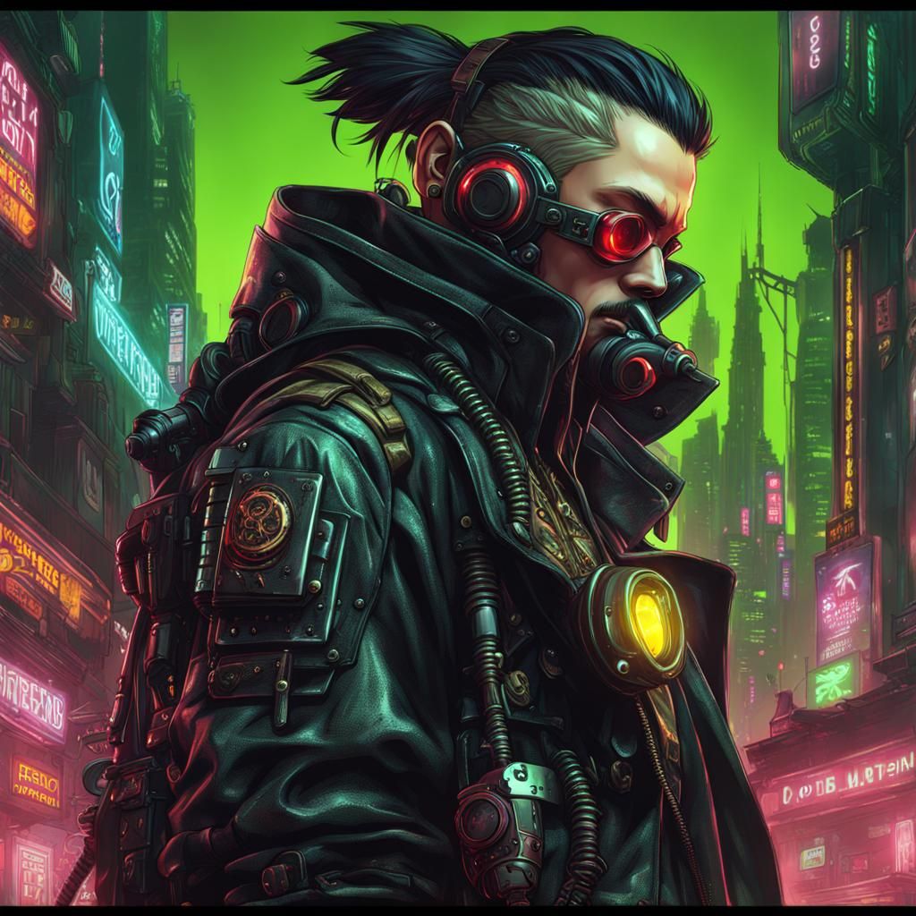 Cyberpunk Plague Doctor in Anime Style