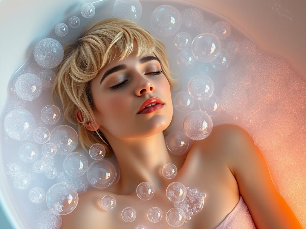 Iridescent Bubbles: Art Nouveau Digital Painting