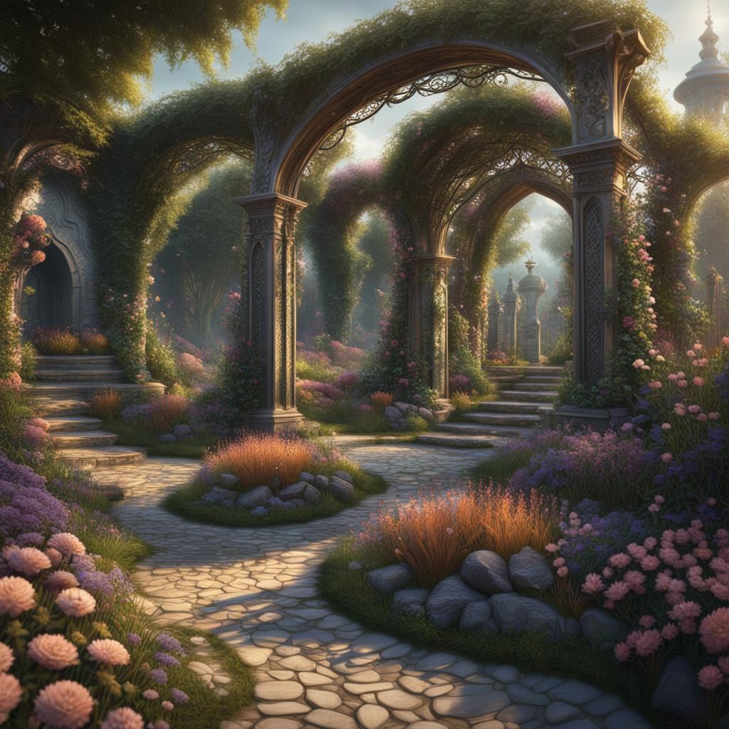Secret Garden Path to Ornate Arbor