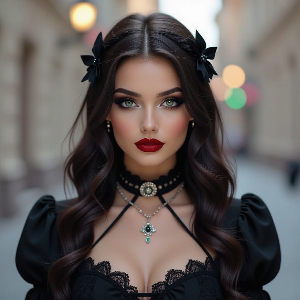 A lady with a cool and stunning beauty of goth lady.