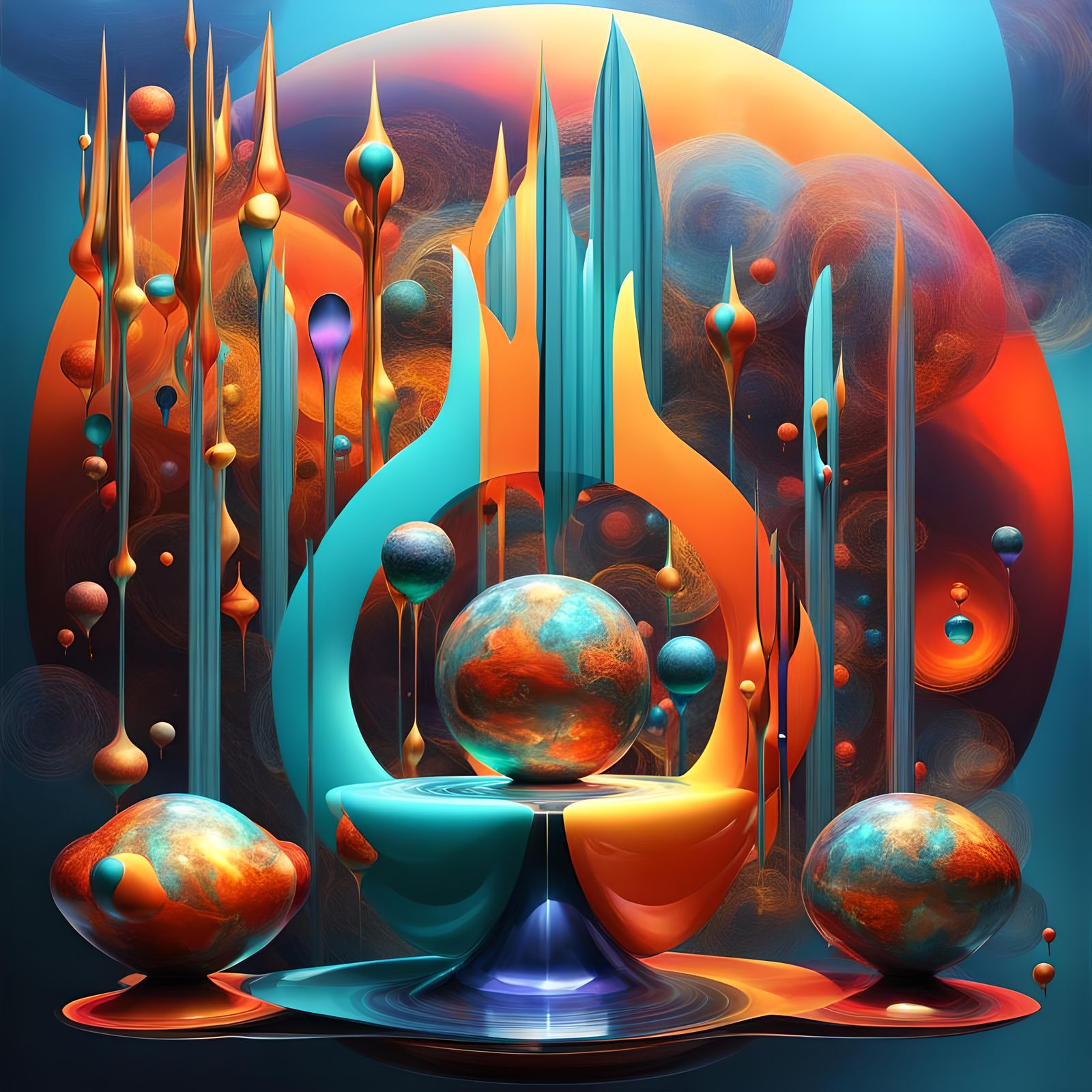 Surreal 3D Abstract Art Balancing Spirituality