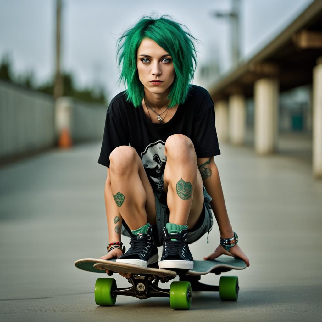 Emo Skater Girl Portrait in High Resolution
