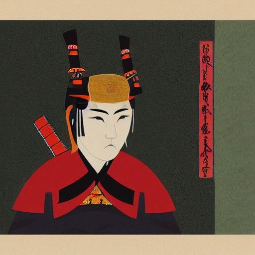 Japanese Samurai Warrior in Traditional Armor