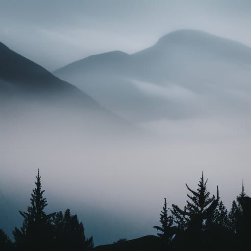 Foggy Mountains in Professional Photography Style