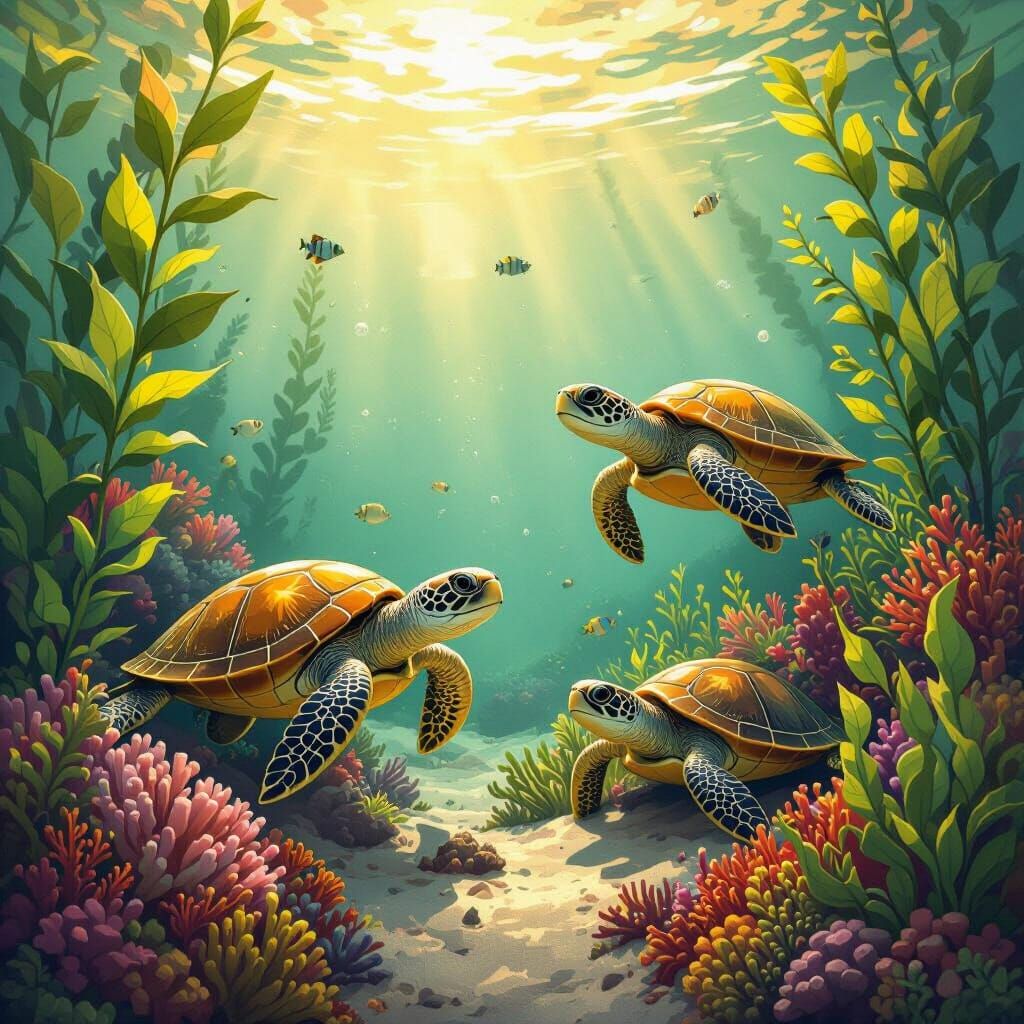 Underwater Turtle Paradise: Aquarium Art