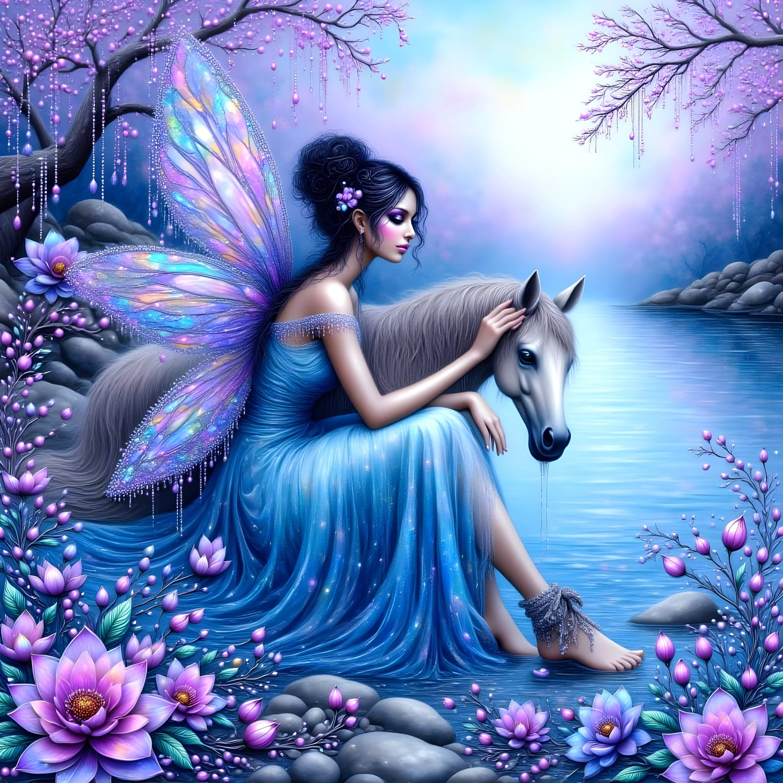 Romantic Fairyland Twilight Scene in Ethereal Dreamscapes St...