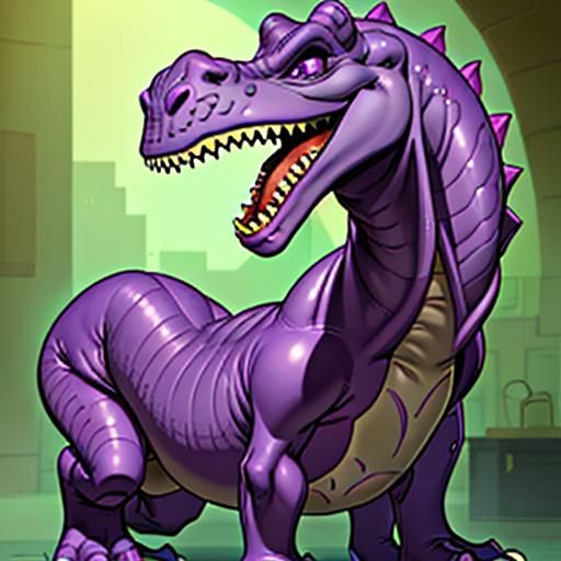 Smiling Purple Dinosaur: A Whimsical AI Creation