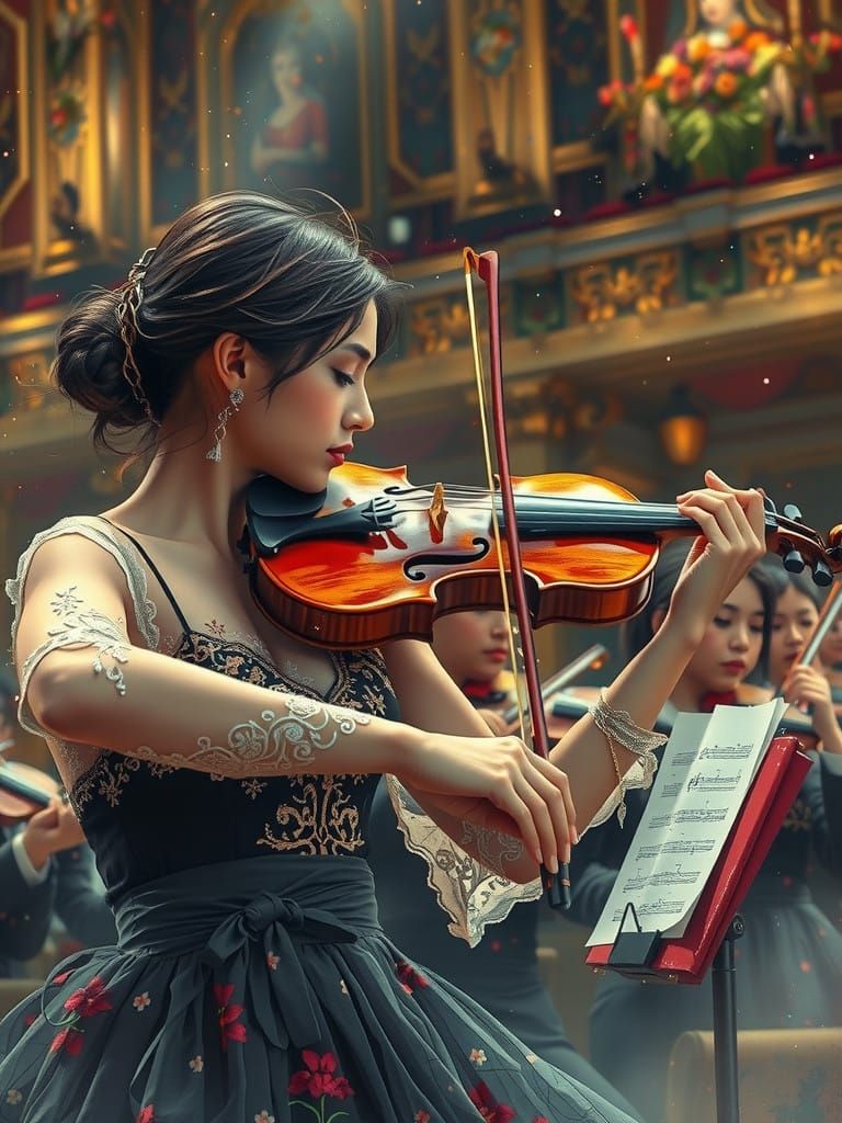 Ethereal Violinist in Parisian Opera