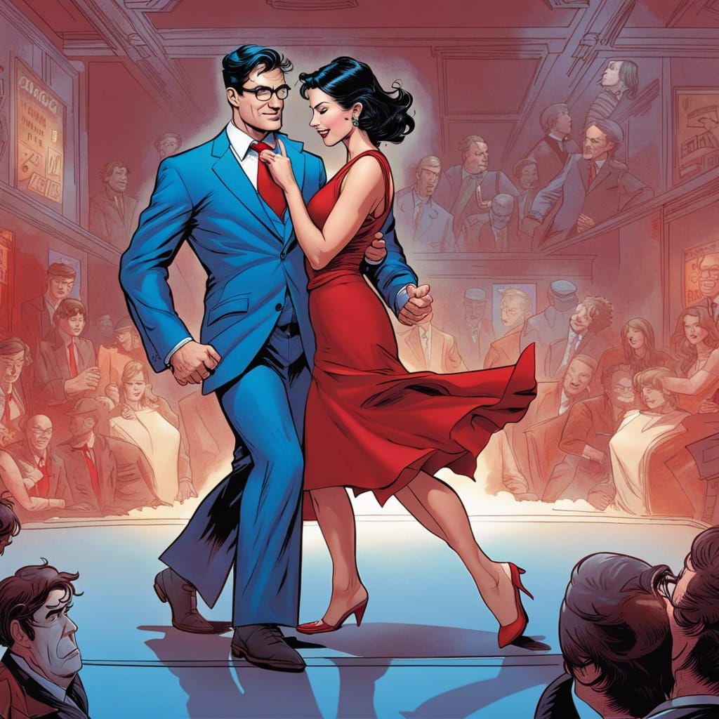 Clark Kent and Lois Lane Dancing, Comic Book Art
