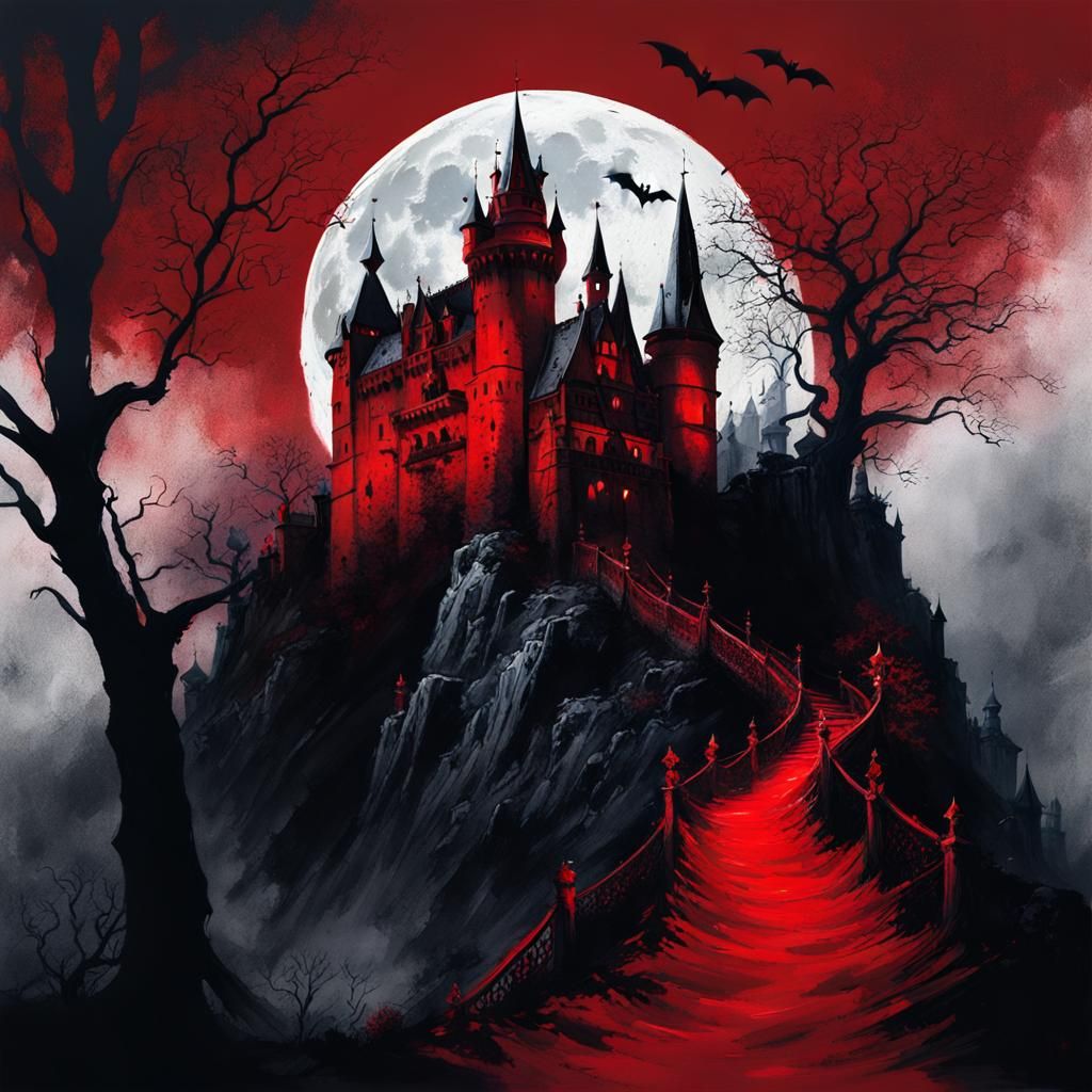 Dracula's Castle in Dark Fantasy Gothic Art