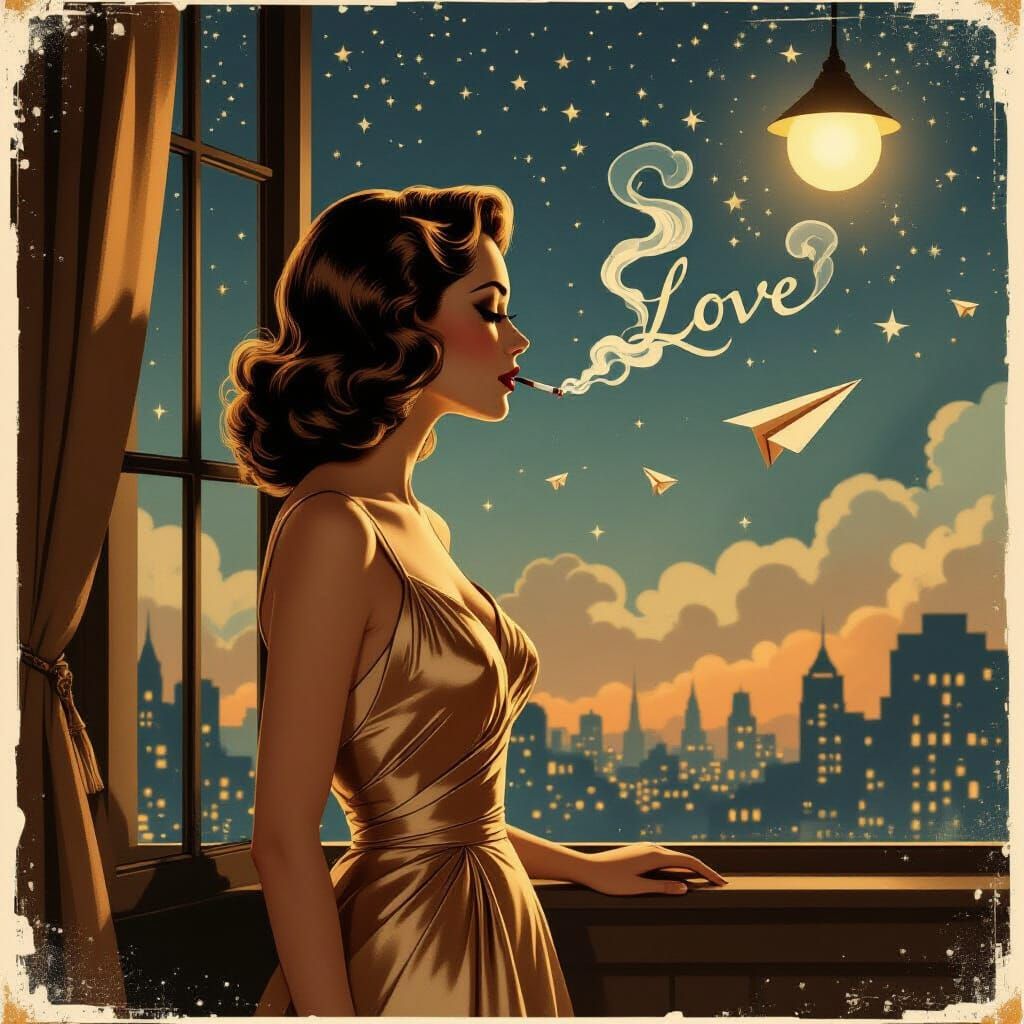 Glamorous Woman in 1940s Film Poster Style