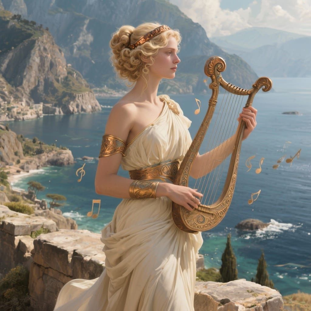 Musical Greek Goddess Nete with Lyre in Delphi