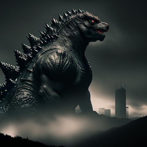 Hyperrealistic Godzilla in Cinematic Composition