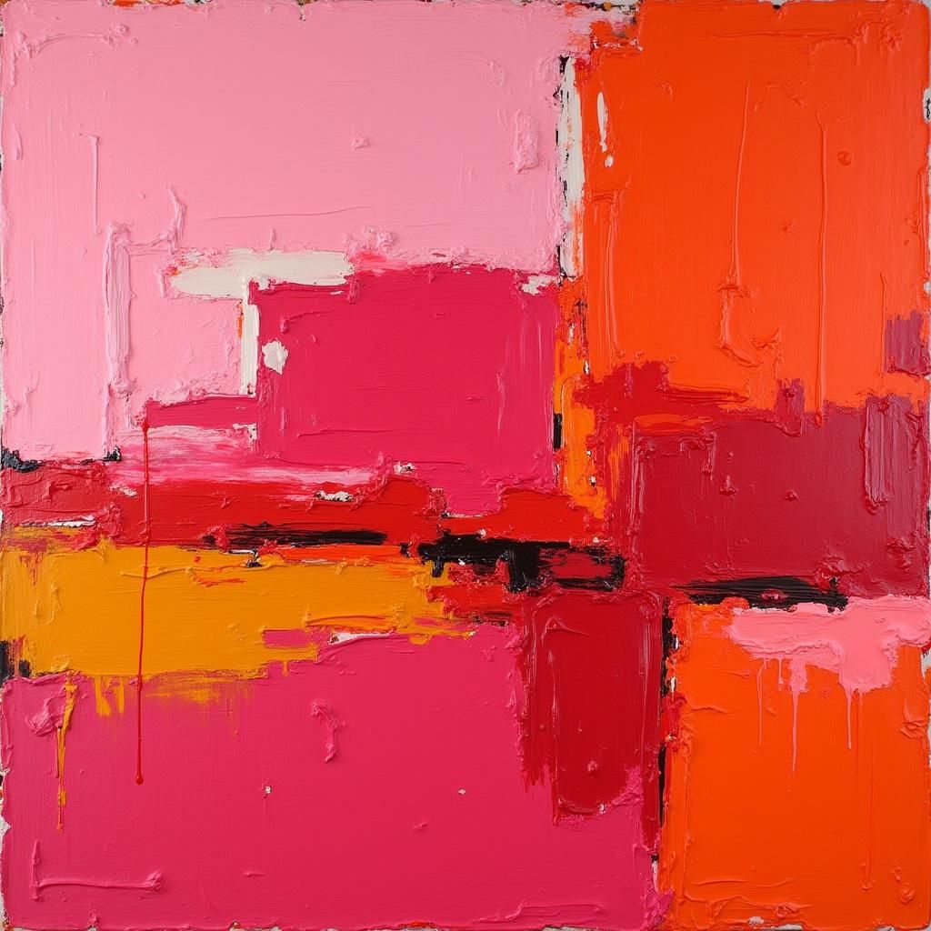 Abstract Expressionist Painting with Vibrant Linear Strokes