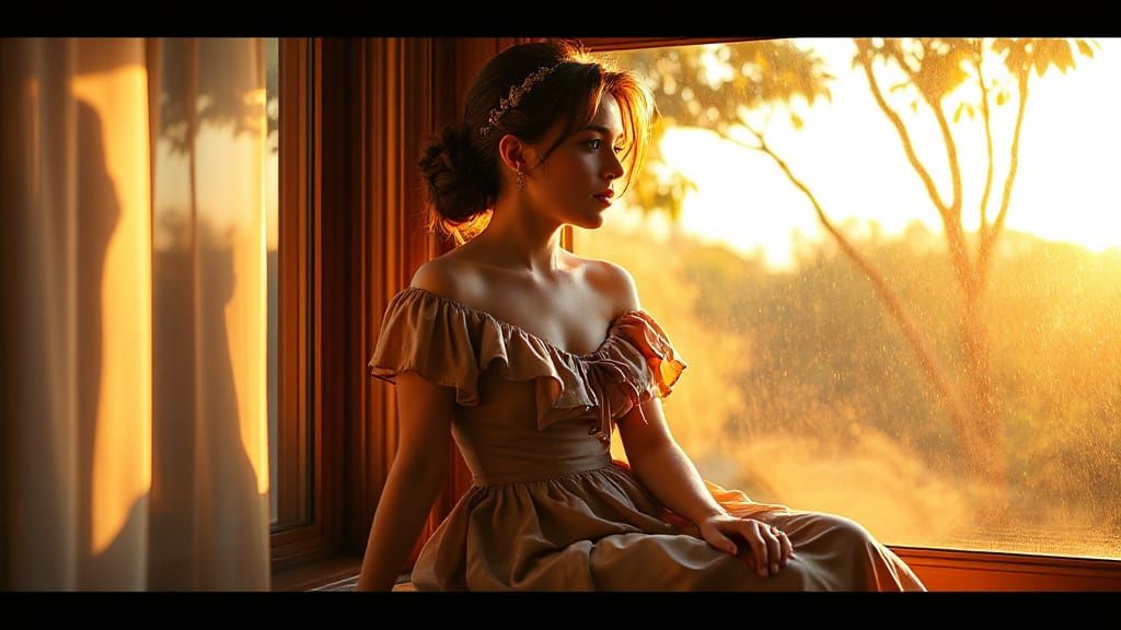 Woman in Sunlight: An Art Nouveau Style Portrait