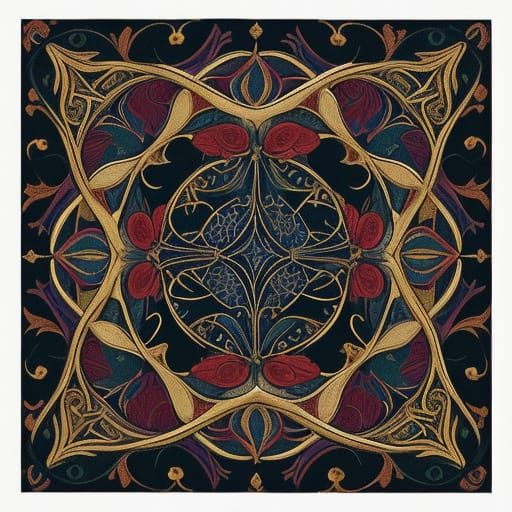 Medieval Manuscript with Psychedelic Cats Illustration