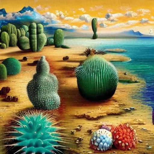 Surreal Sea Fairy Mountains in Expressionist Style