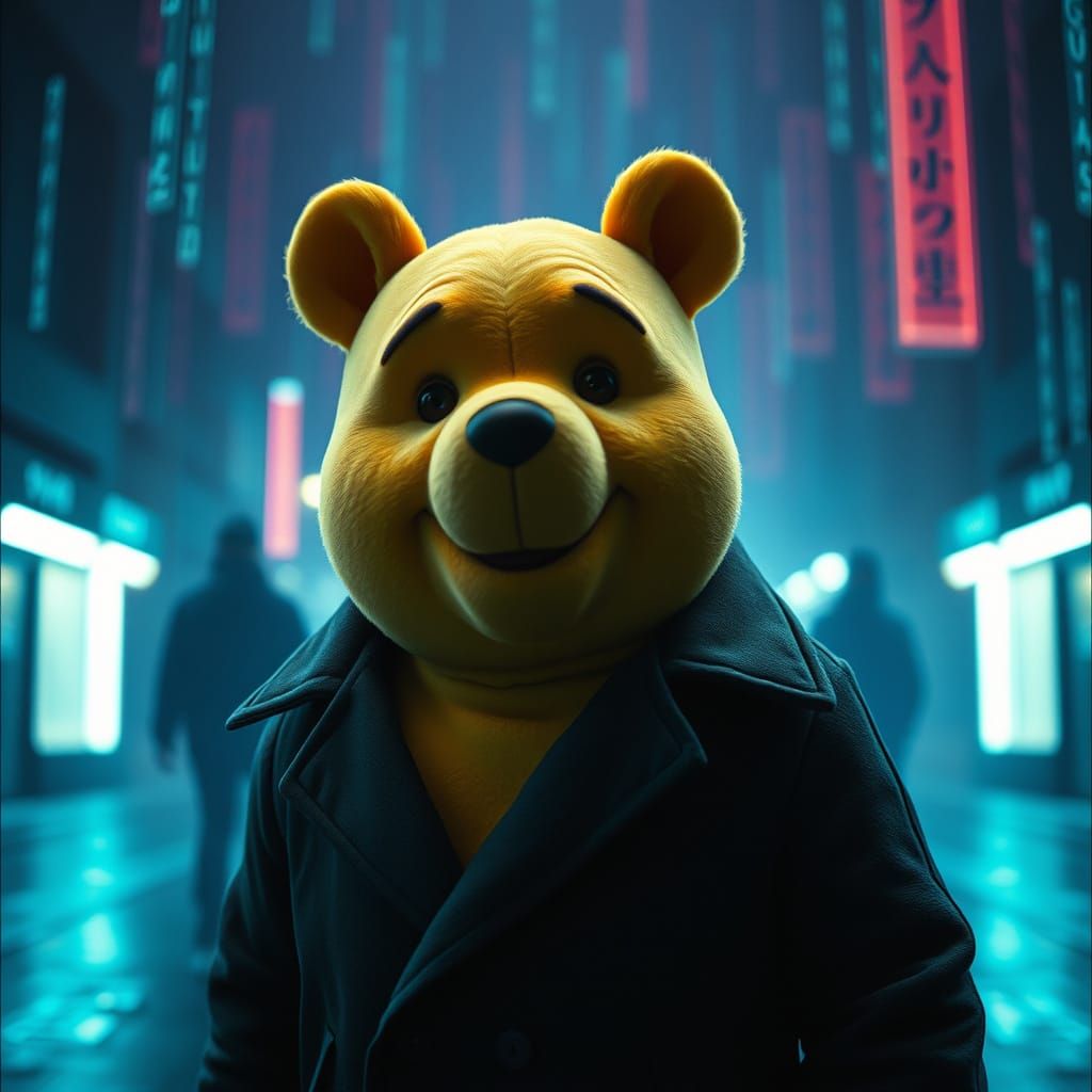Winnie the Pooh in Neo-Noir Matrix World