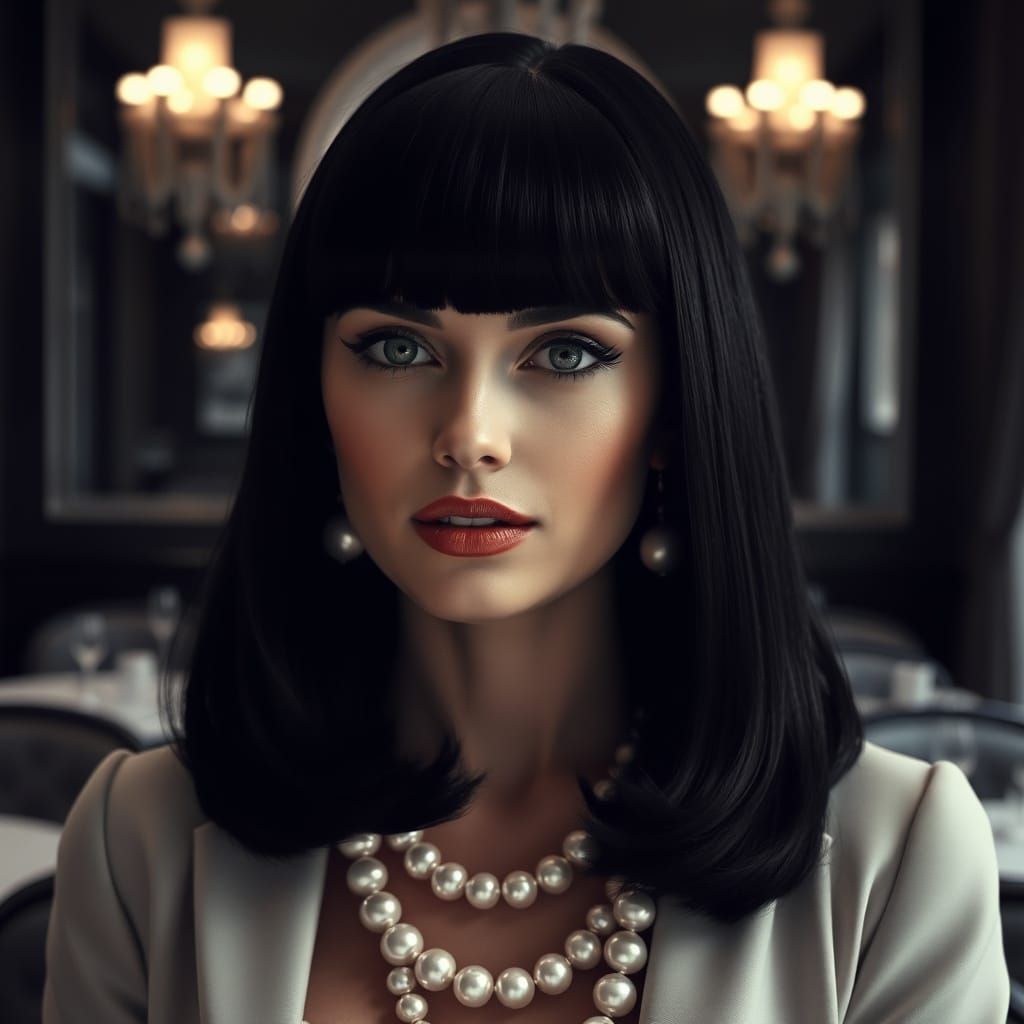 Elegant Woman with Pearl Makeup in Art Deco Style