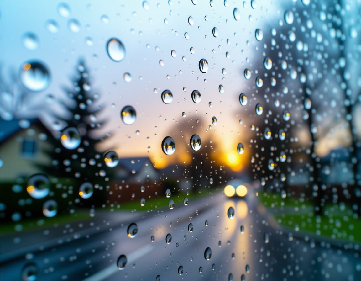 Ultrarealistic Macro Raindrops on Window