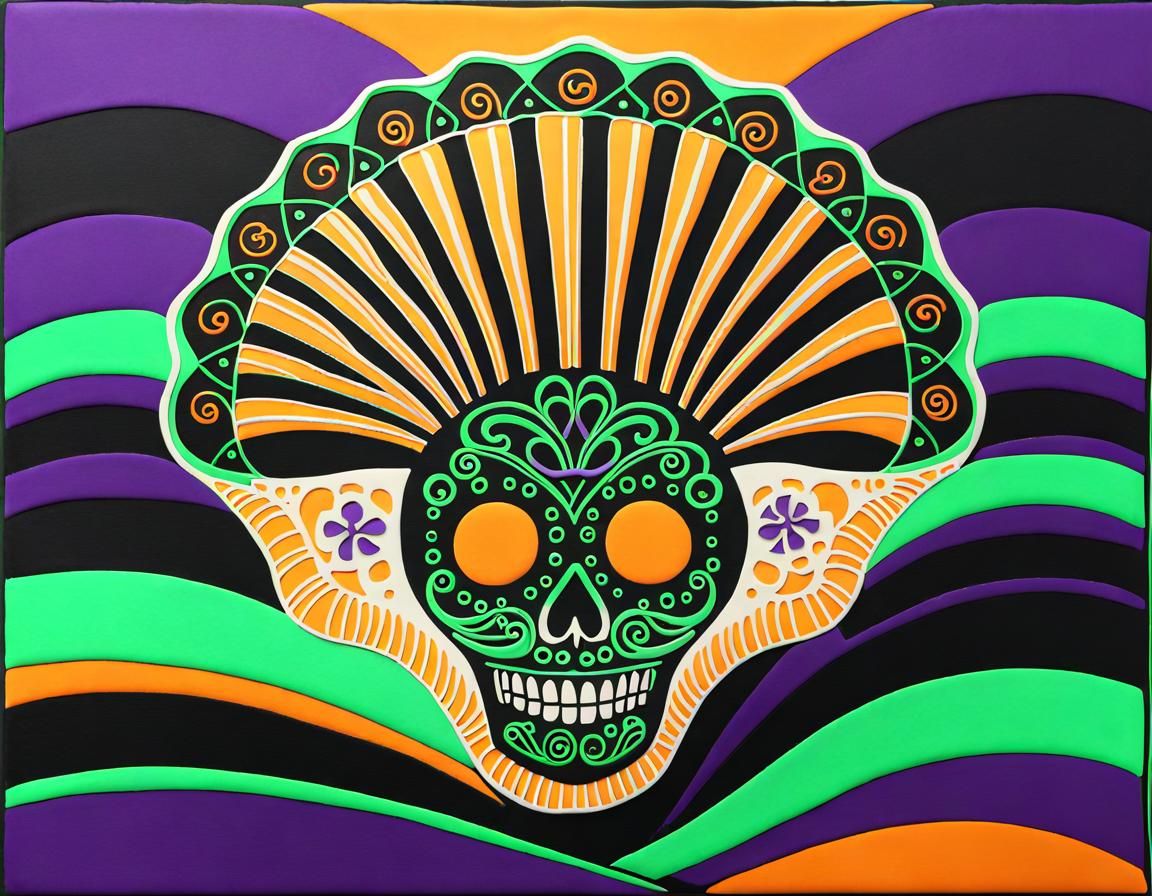 Scallop Shell with Celtic and Halloween Art