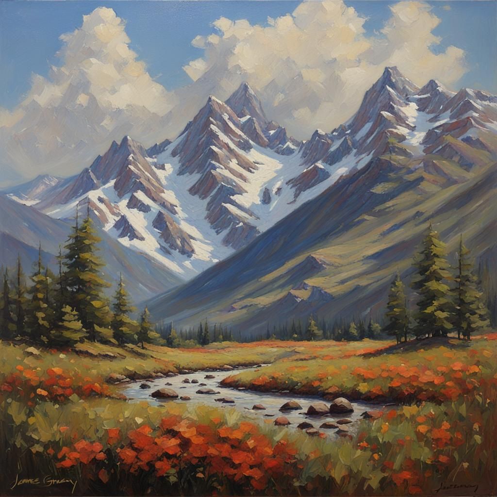 Mountains as Oil Painting