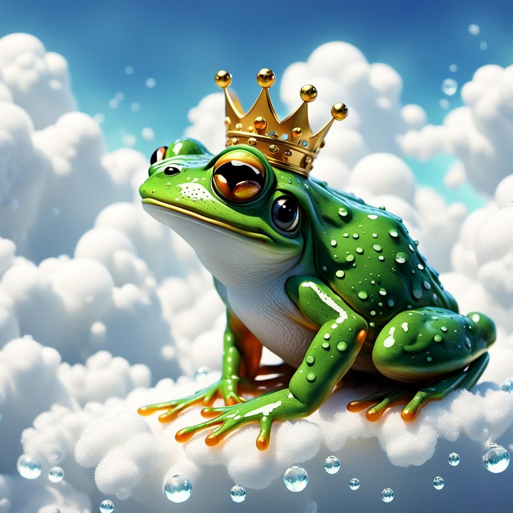 Crowned Frog Hopping on Clouds: Manga Animation