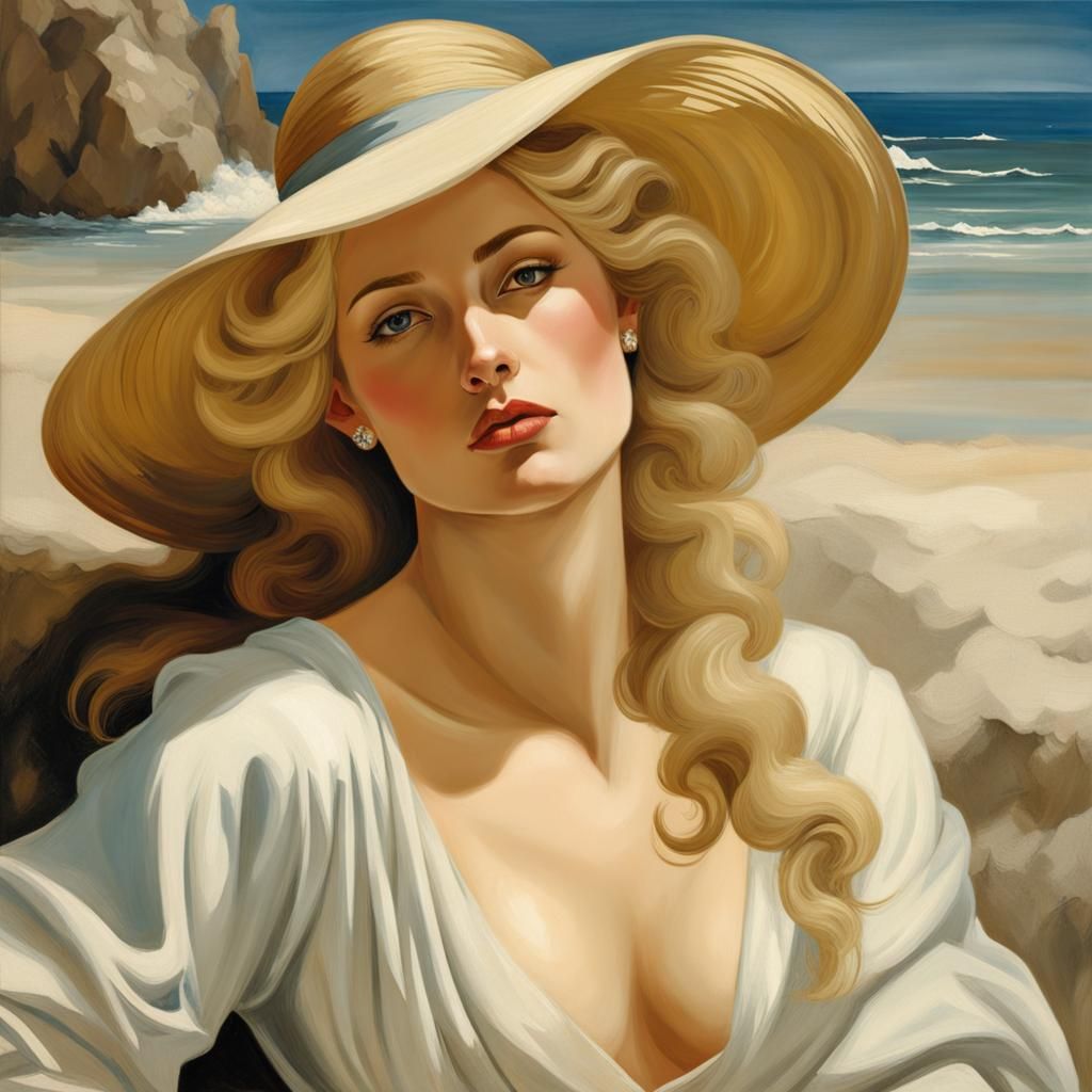 Surreal Blonde on Snowy Beach: Italian Renaissance and Dali ...