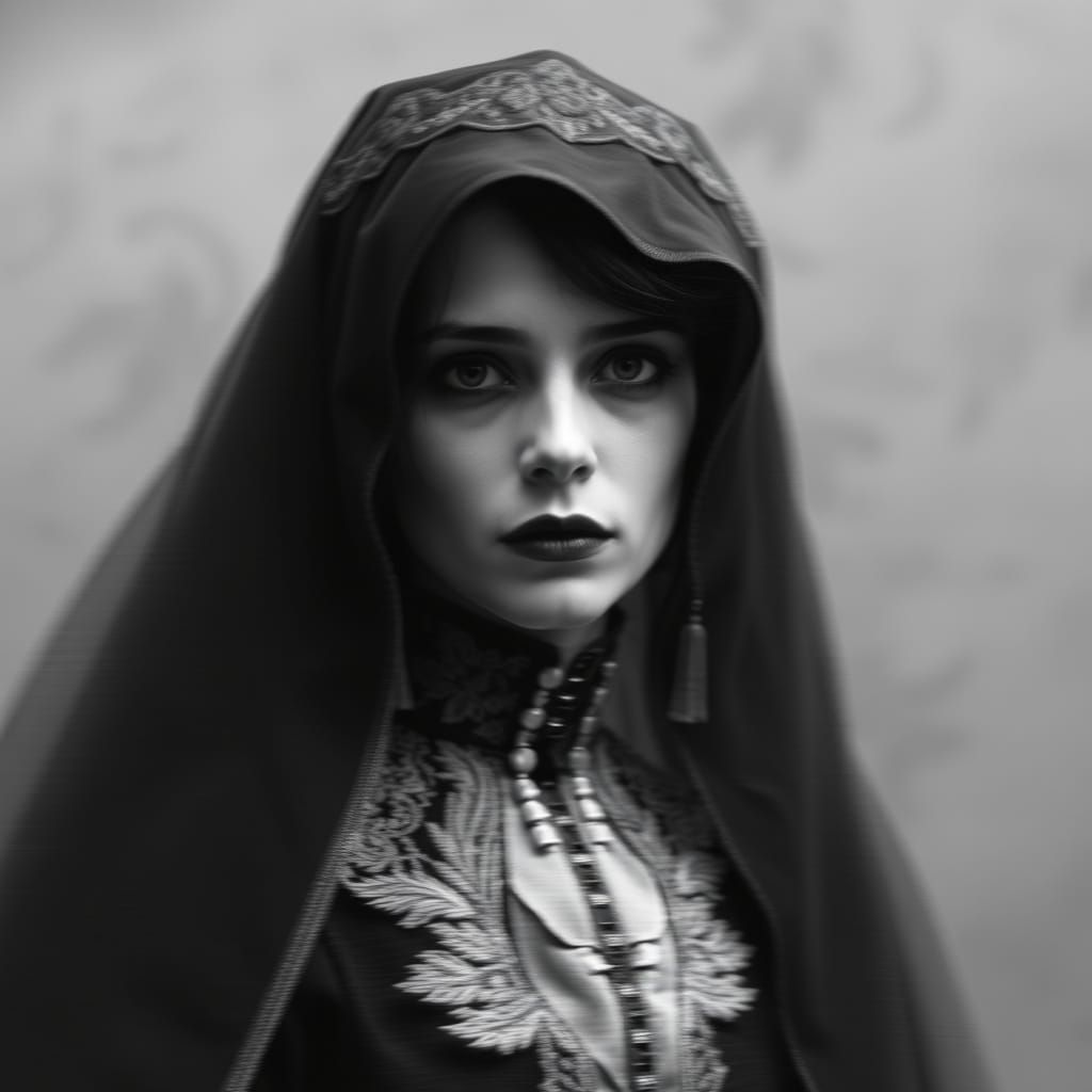 Spooky Victorian Mourning Portrait with Blurred Motion