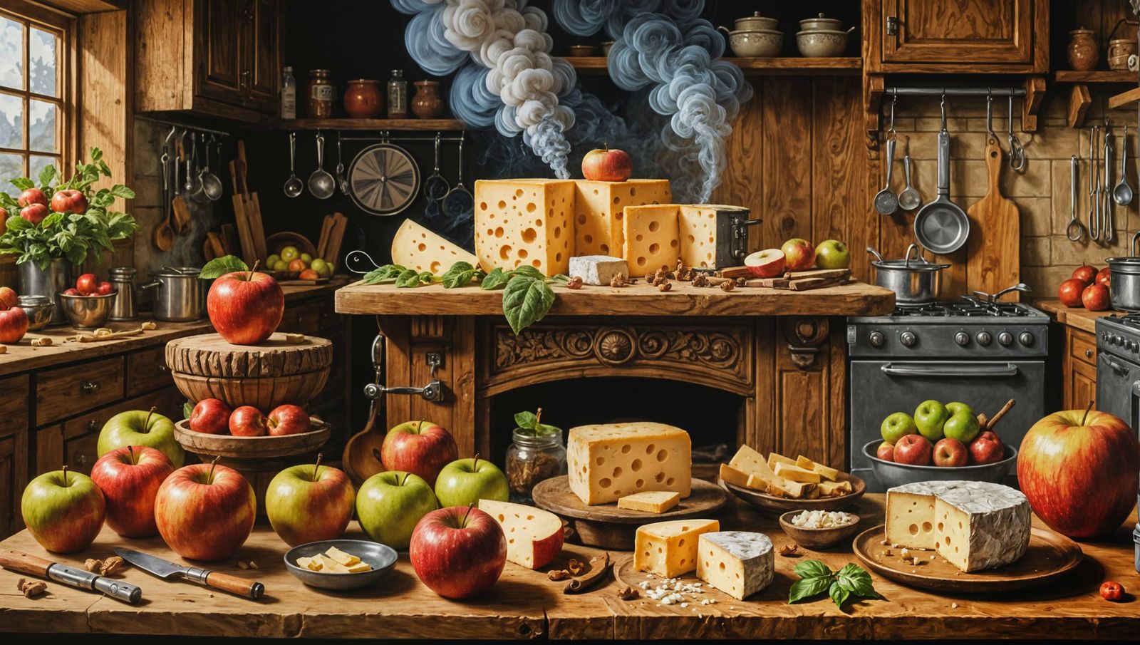 Detailed Painting: Applewood Smoked Cheese Advertisement