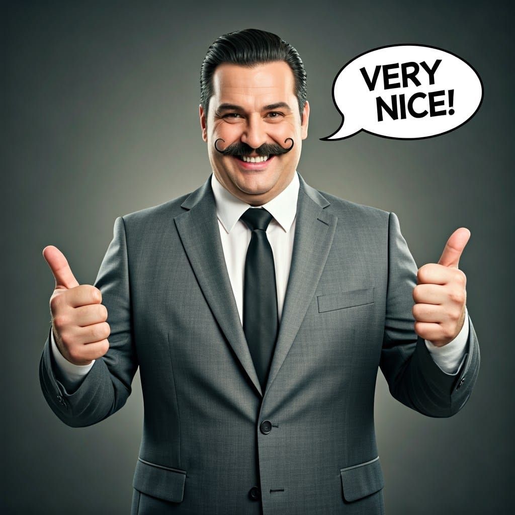 Confident Man in Tailored Suit Gives Thumbs Up