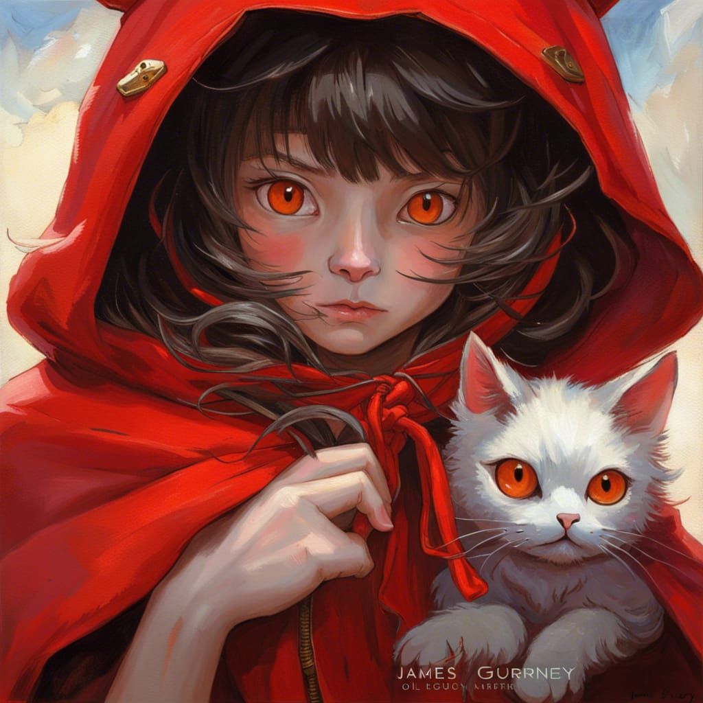 Anime Cat Girl in Van Gogh Style