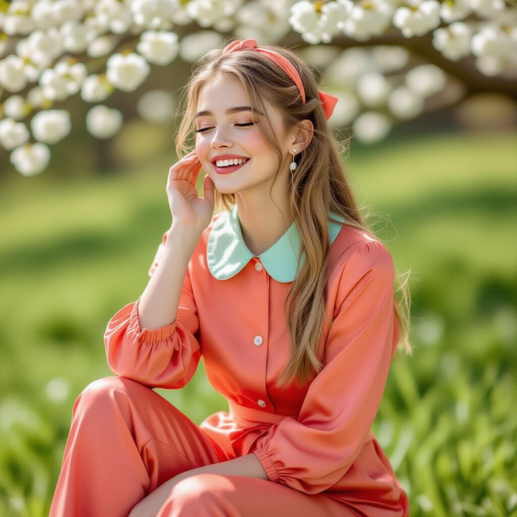 French Girl in Spring: Whimsical Impressionistic Portrait