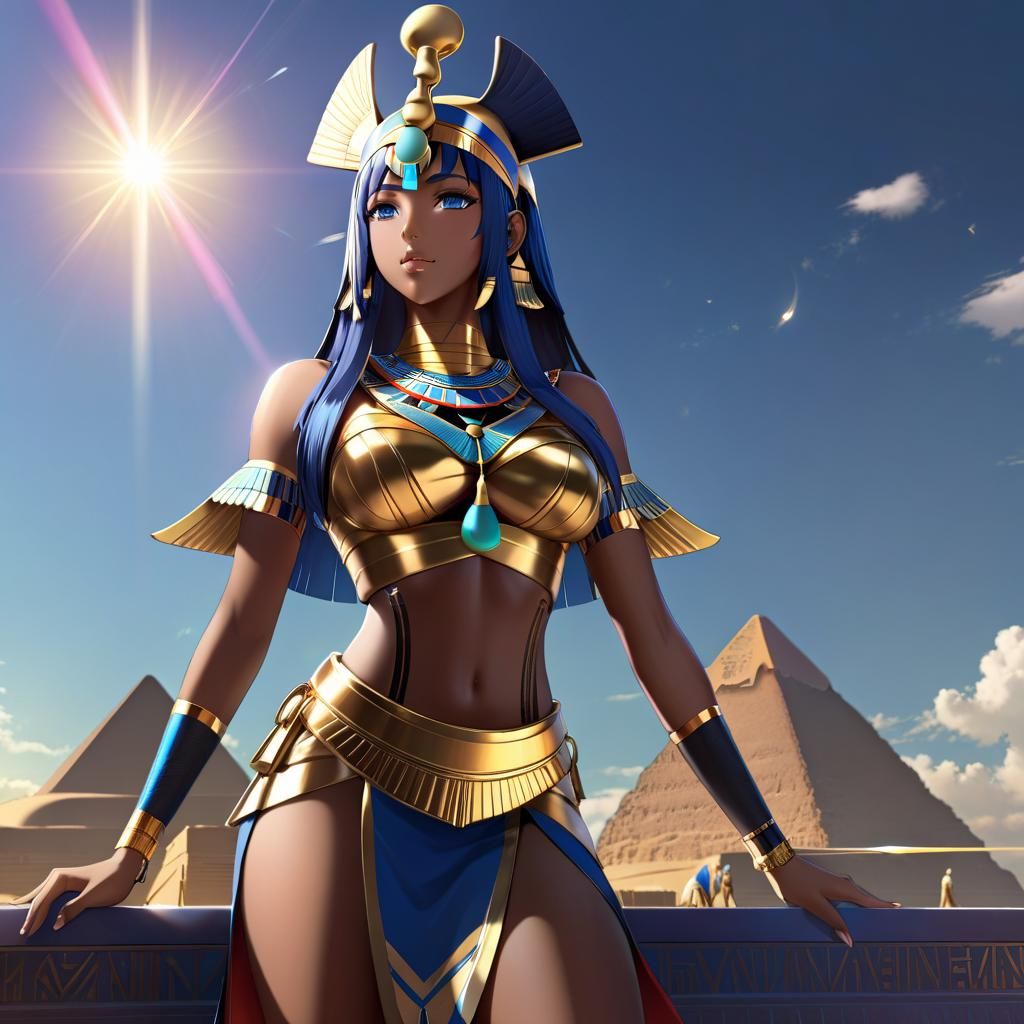 cute anime style Egyptian Goddess Tefnut