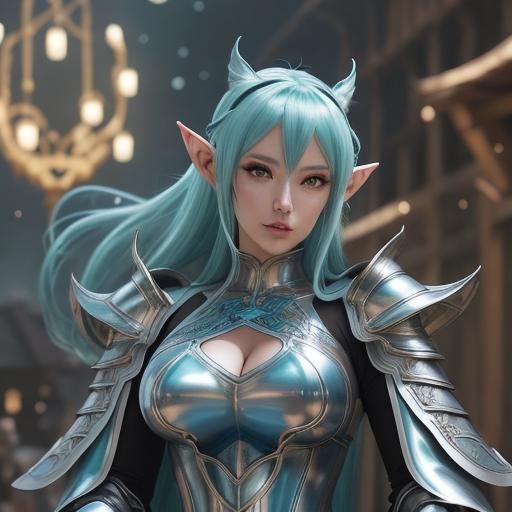 Anime Woman in Medieval Armor, Studio Ghibli Style