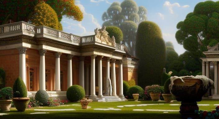 Roman Mansion Painting in Luminist Style