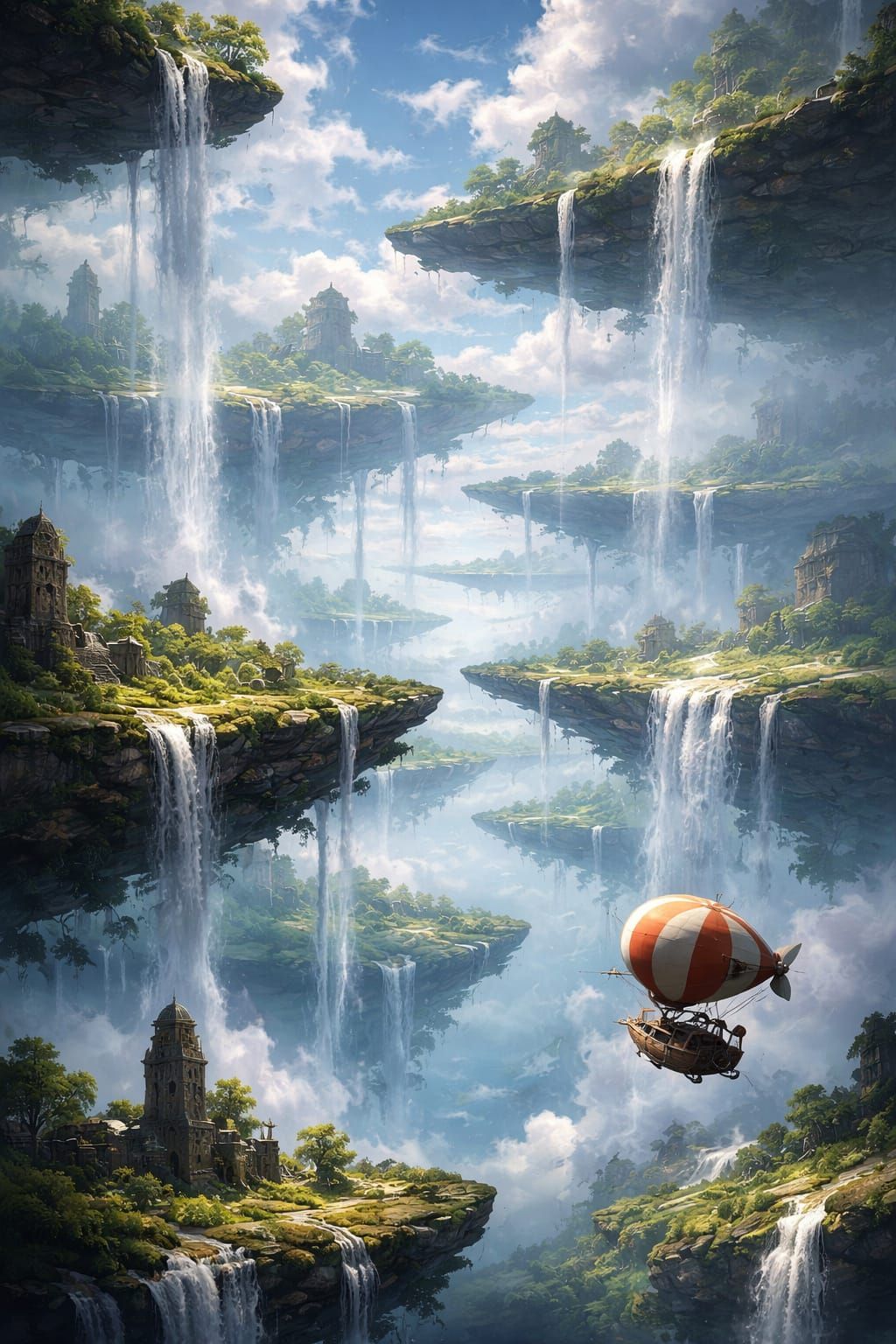 Fantasy World with Unusual Gravity and Airship