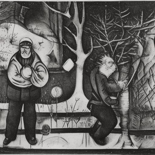 Old Man Creates Bokeh on Winter River